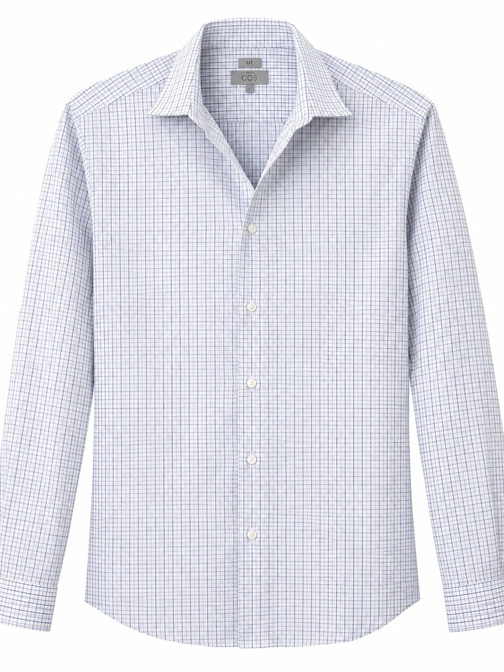COS Slim Fit Mens Button Up Dress Shirt Blue Check EU 41 Long Sleeve